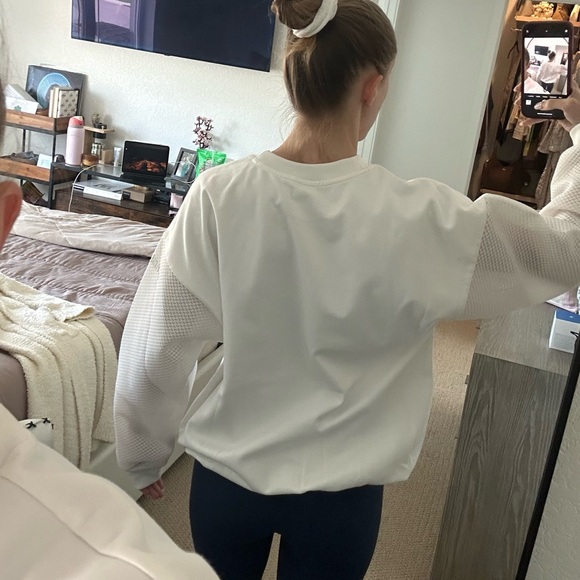 Adidas Originals White Trefoil Mesh Crewneck Sweatshirt - Picture 3 of 11